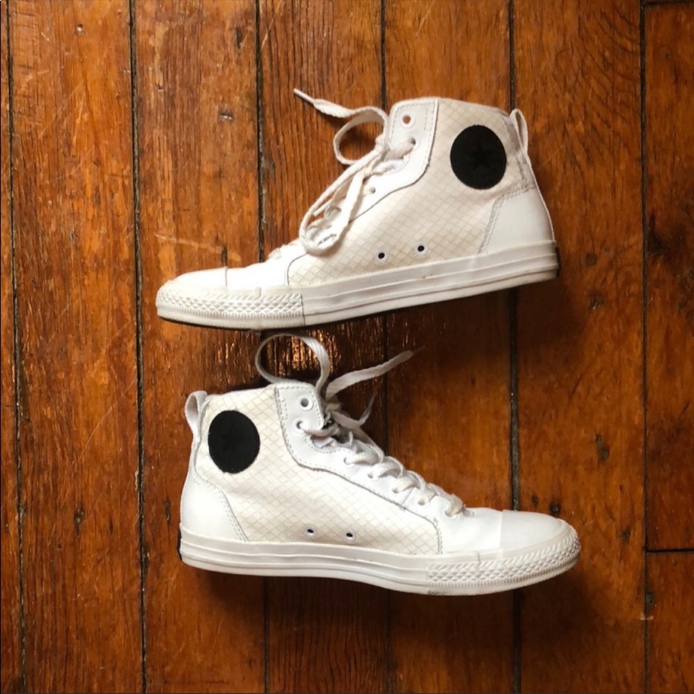 Converse white leather high tops